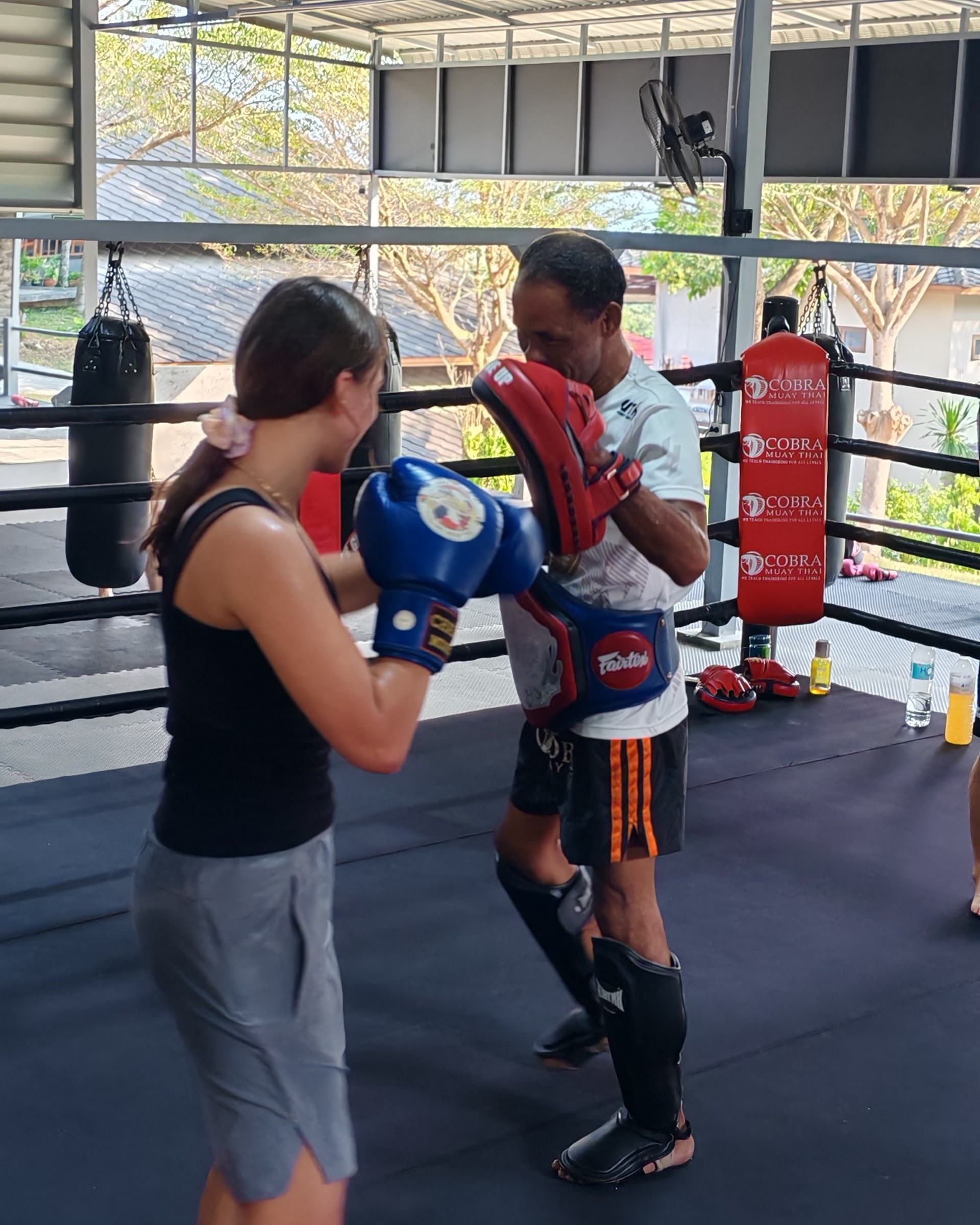Private pad work inside Cobra Muay Thai