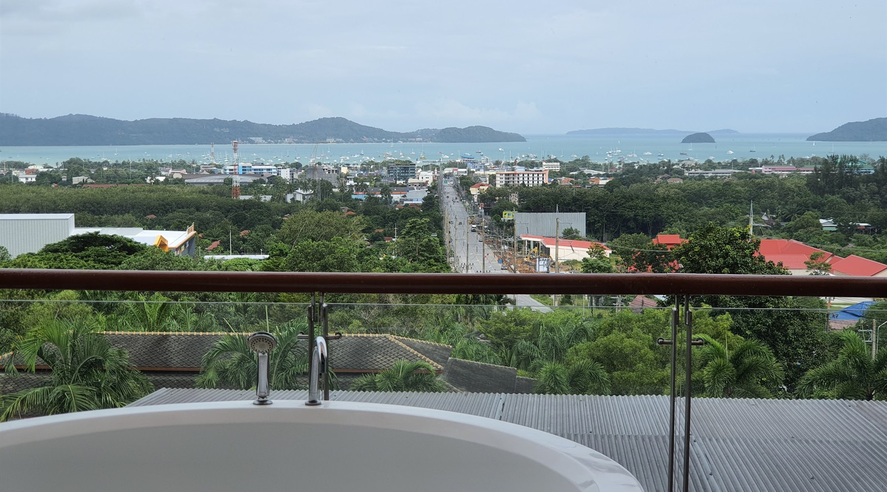 Balcony bath looking across Chalong Bay